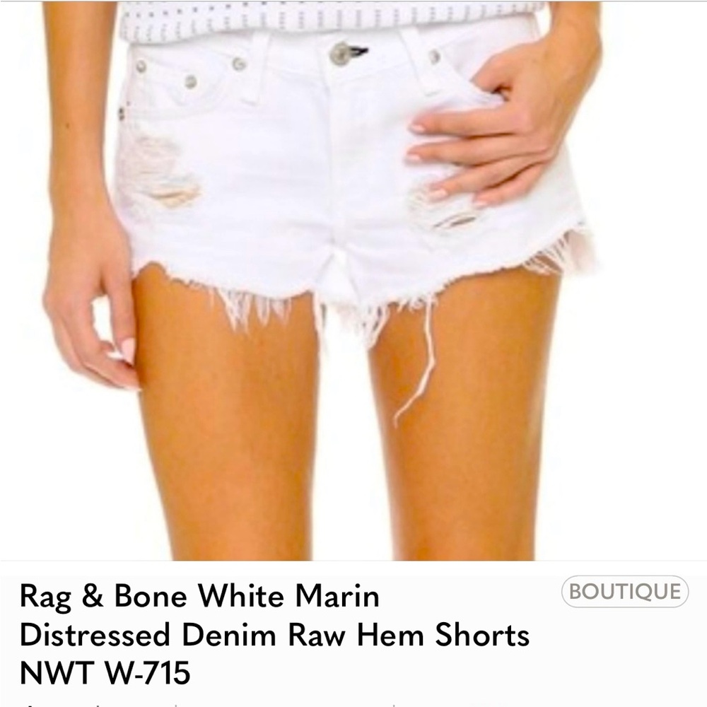 Rag & Bone white Marin distressed denim shorts